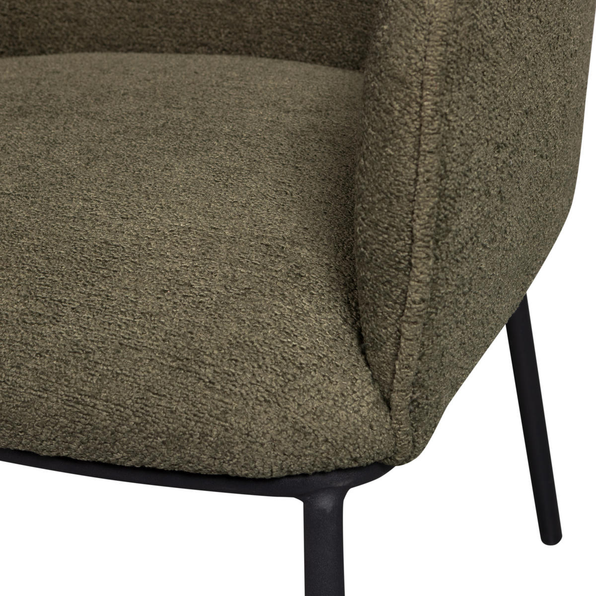 ARMLEHNSTUHL  in Bouclé  - Waldgrün/Schwarz, Design, Textil/Metall (61/77/63cm) - Livetastic