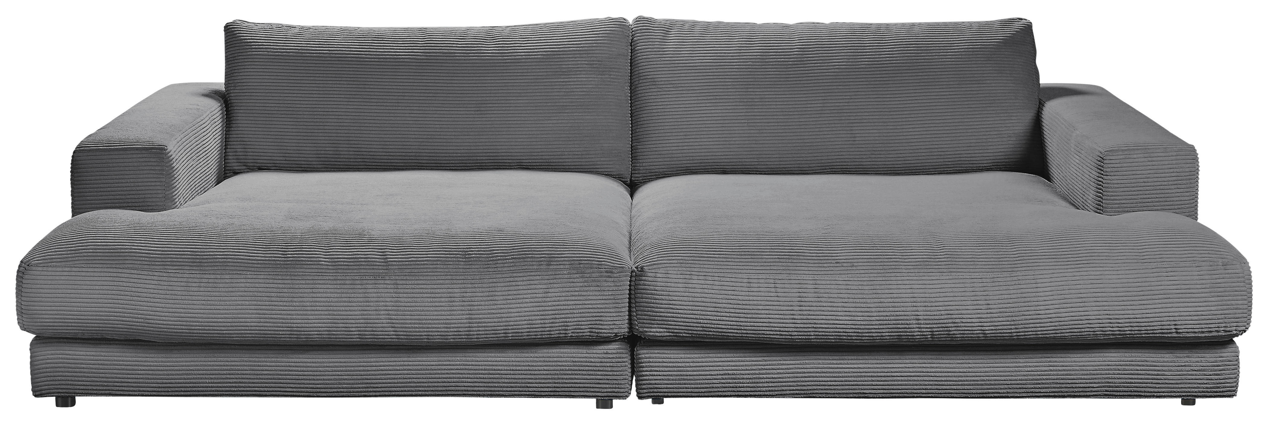 MEGASOFA Cord Dunkelgrau  - Dunkelgrau/Schwarz, Design, Kunststoff/Textil (290/86/170cm) - Pure Home Lifestyle