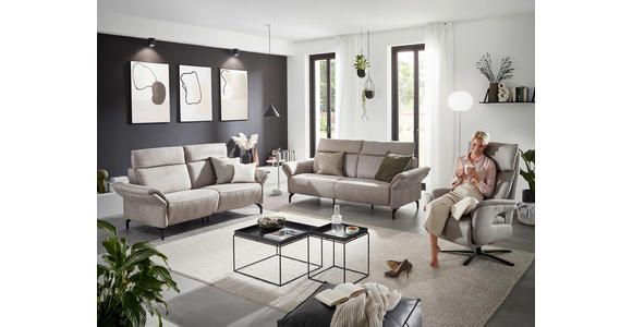 2-SITZER-SOFA Varo Lederlook Hellgrau  - Hellgrau/Schwarz, KONVENTIONELL, Textil/Metall (194/103/92cm) - Dieter Knoll