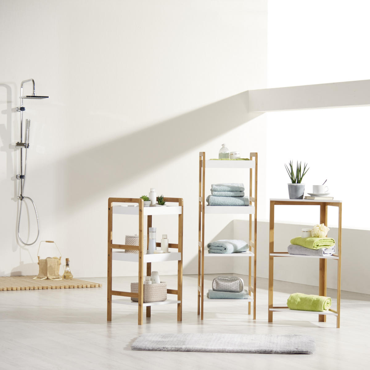 BADEZIMMERREGAL 38/80/38 cm  - Weiss/Naturfarben, Konventionell, Holz/Holzwerkstoff (38/80/38cm) - Xora
