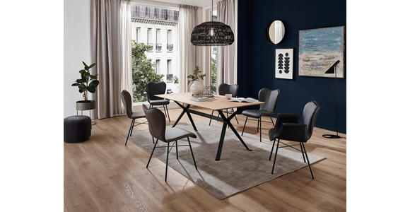 STUHL Echtleder Anthrazit, Dunkelgrau - Dunkelgrau/Anthrazit, Design, Leder/Metall (48/89/61cm) - Dieter Knoll