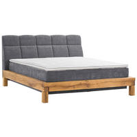 BOXSPRINGBETT 180/200 cm  in Anthrazit  - Anthrazit/Buchefarben, Natur, Holz/Textil (180/200cm) - Livetastic