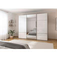 SCHWEBETÜRENSCHRANK 301/223/68 cm 3-türig Grau, Weiß  - Chromfarben/Weiß, KONVENTIONELL, Glas/Holzwerkstoff (301/223/68cm) - Novel
