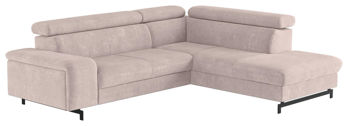 ECKSOFA Creme Chenille  - Creme/Schwarz, Textil/Metall (262/215cm) - MID.YOU