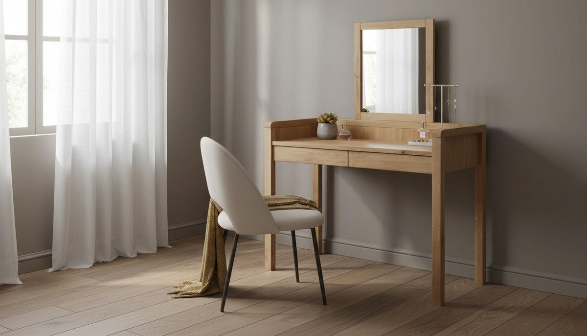 SCHMINKTISCH 100/45/75-135 cm, Wildeiche  - Wildeiche, Basics, Holz (100/45/75-135cm) - Linea Natura