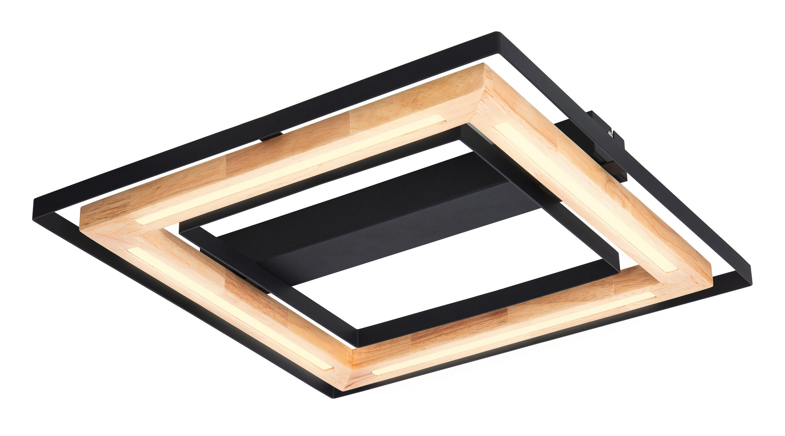 LED-DECKENLEUCHTE    46/46/6 cm  - Schwarz/Naturfarben, Natur, Holz/Metall (46/46/6cm) - Globo