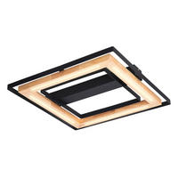 LED-DECKENLEUCHTE 46/46/6 cm   - Schwarz/Naturfarben, Natur, Holz/Metall (46/46/6cm) - Globo