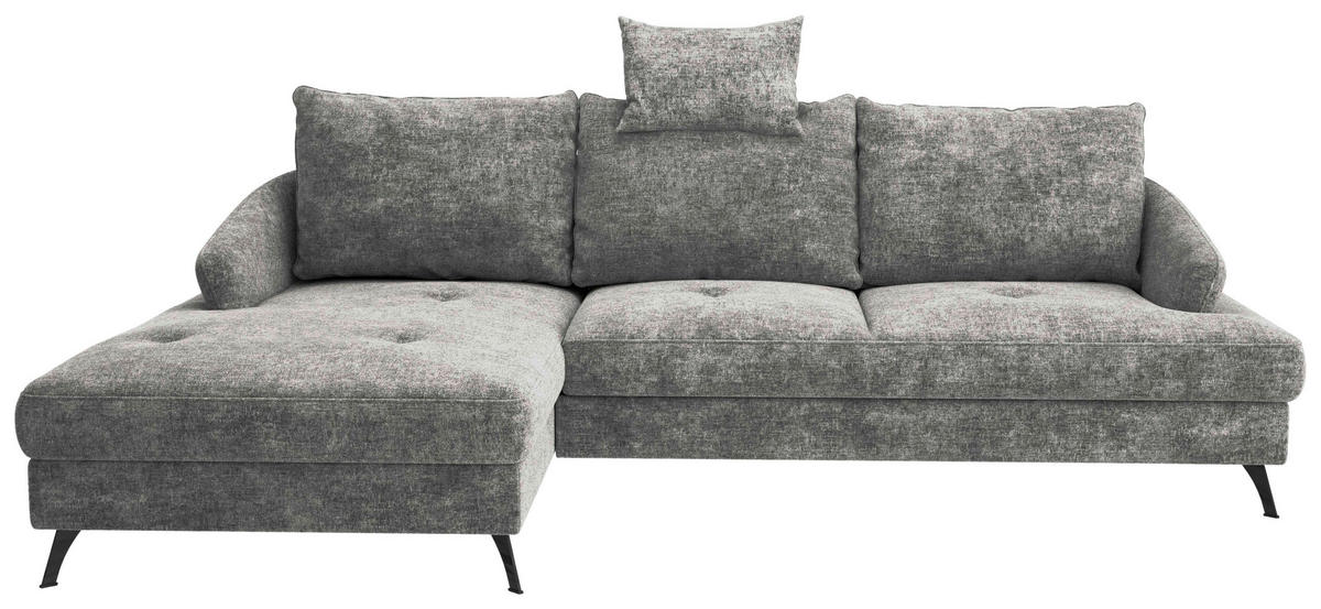 ECKSOFA in Webstoff Dunkelgrau  - Dunkelgrau/Schwarz, Konventionell, Textil/Metall (183/293cm) - Carryhome