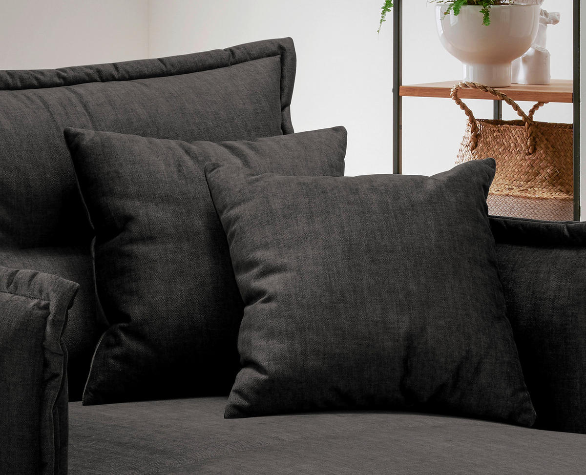 XXL-SESSEL in Velours Anthrazit  - Anthrazit/Schwarz, Modern, Textil/Metall (111/101/167cm) - Livetastic