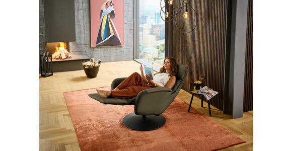 RELAXSESSEL in Leder Olivgrün  - Schwarz/Olivgrün, Design, Leder/Metall (76/108/86cm) - Dieter Knoll