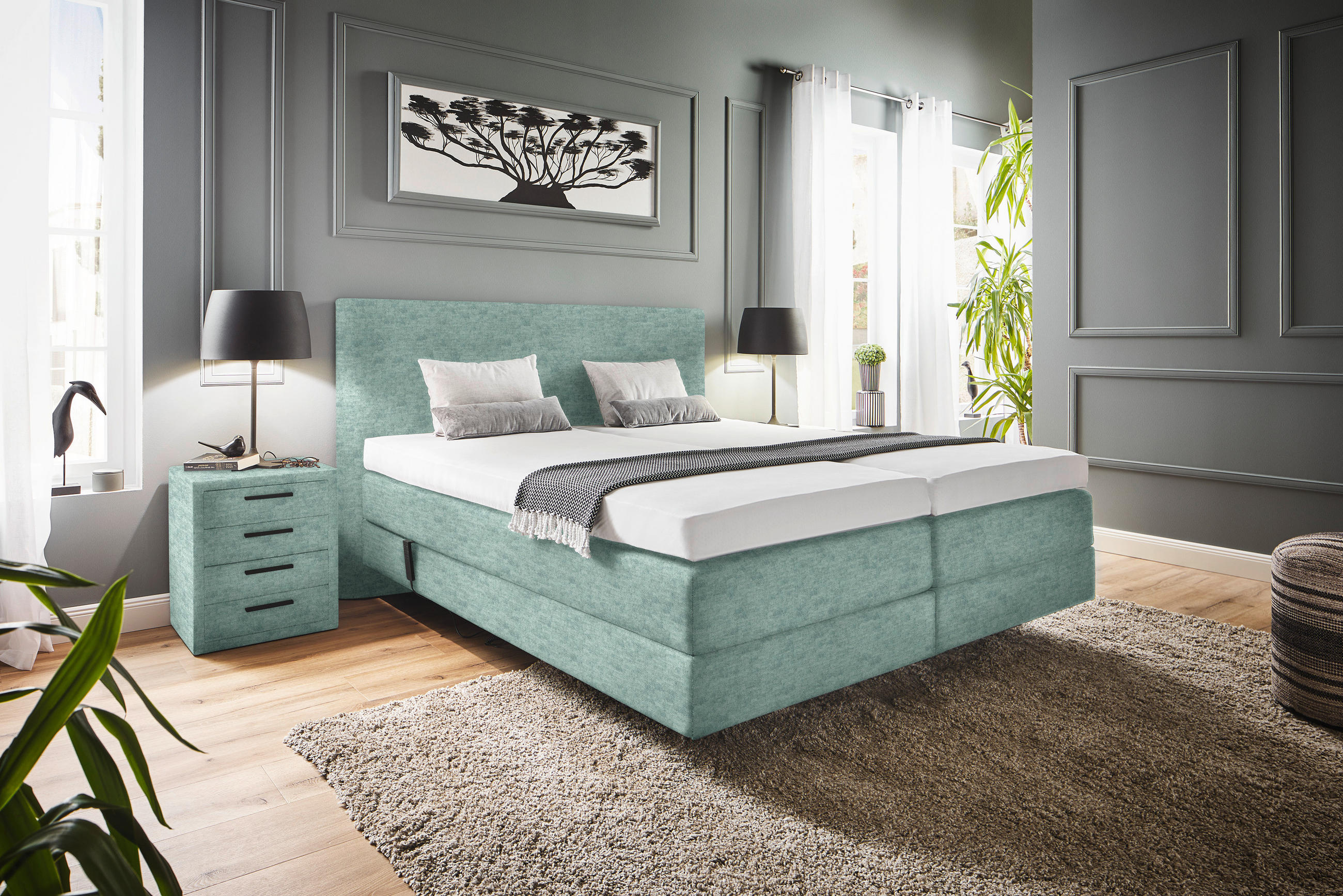 BOXSPRINGBETT 180/200 cm  in Türkis  - Türkis, Konventionell, Holz/Textil (180/200cm) - Dieter Knoll