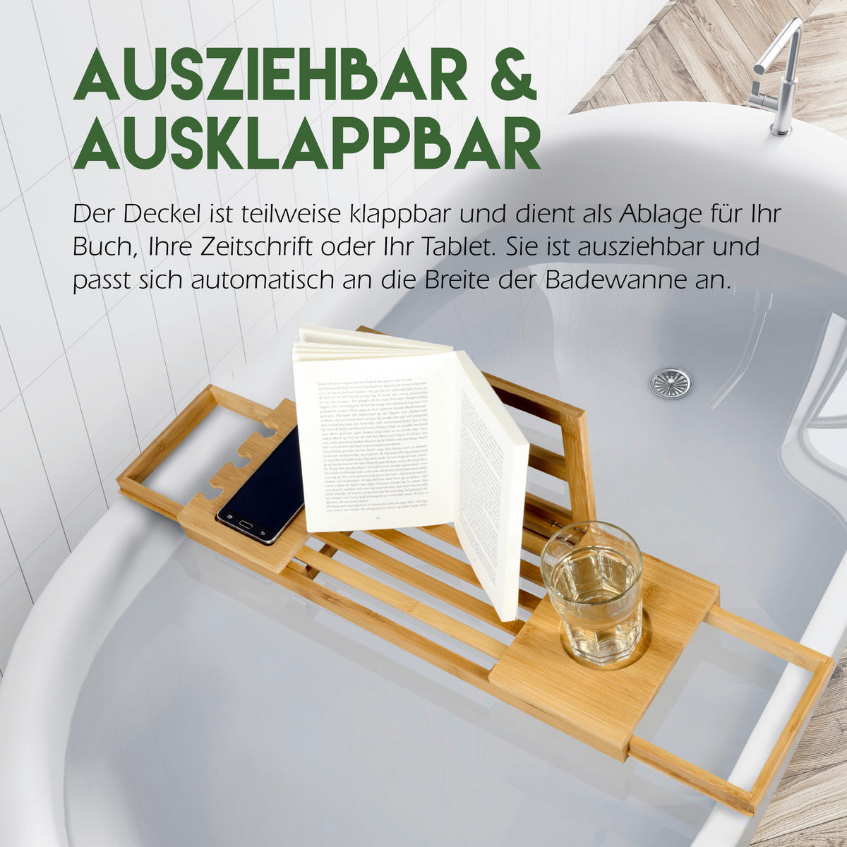 BADEWANNENABLAGE - Braun, Basics, Holz (92/18/20cm)