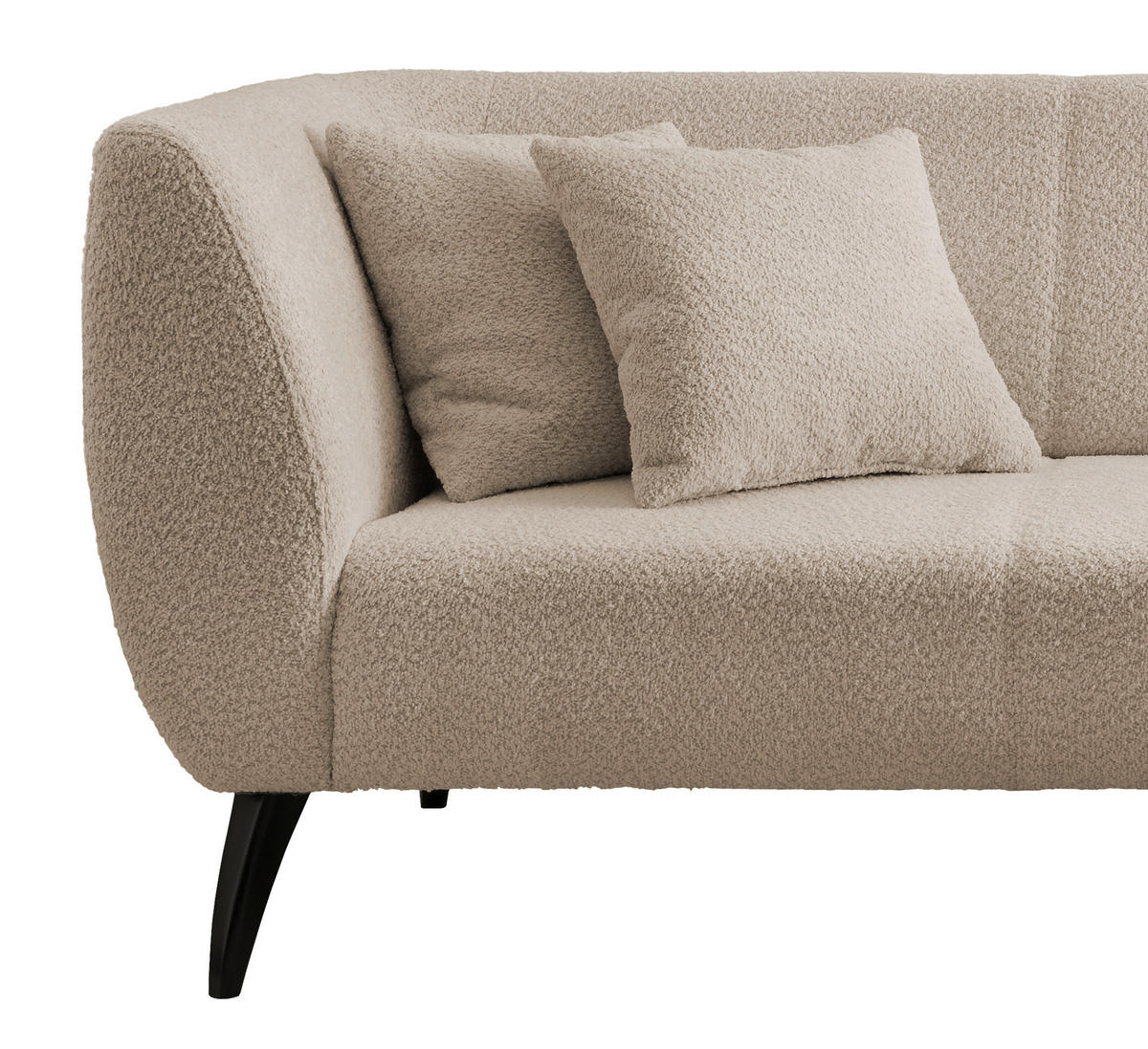 ECKSOFA in Bouclé Beige  - Beige/Schwarz, Modern, Holz/Textil (264/160cm) - MID.YOU