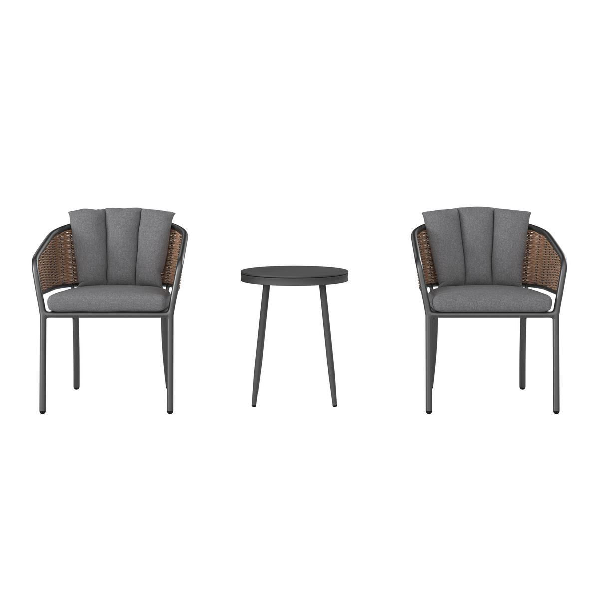 BALKONSET  3-teilig  - Anthrazit/Braun, MODERN, Glas/Kunststoff (60/45/75/53/66/45cm) - Ambia Garden