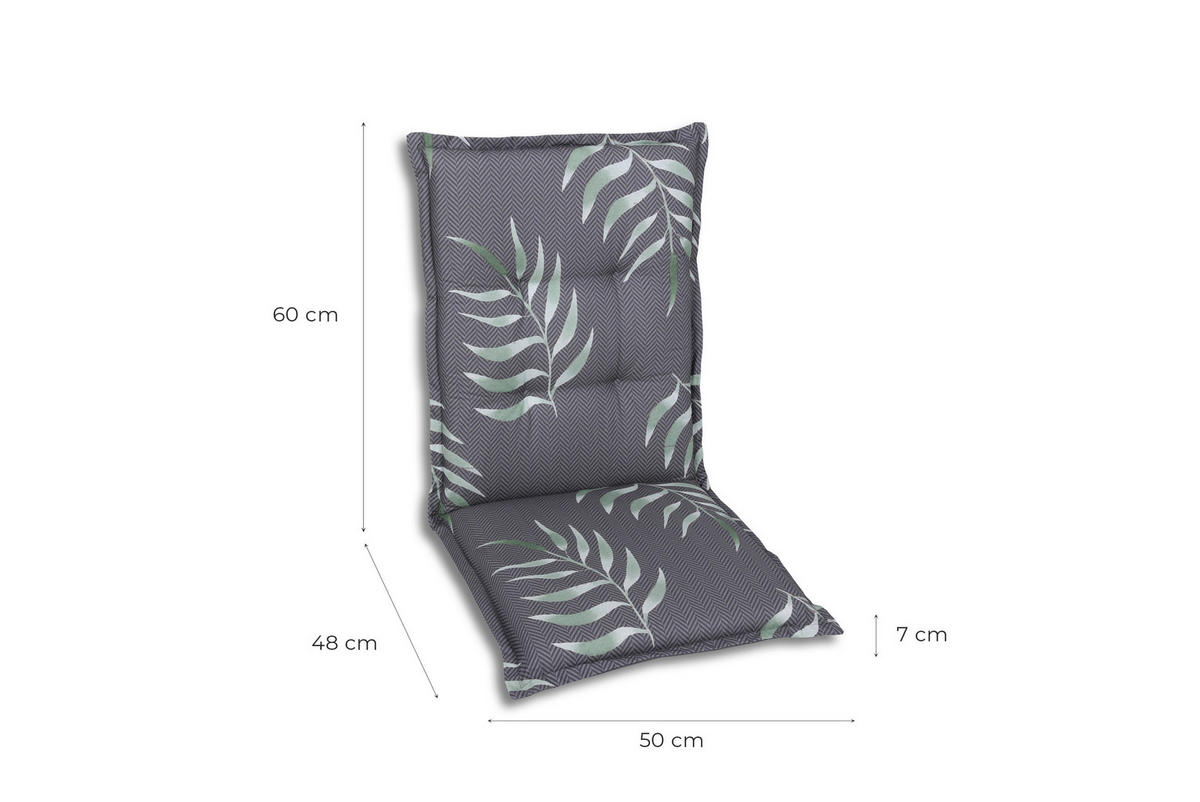 SESSELAUFLAGENSET Blätter  - Anthrazit, Design, Textil (50/7/108cm)
