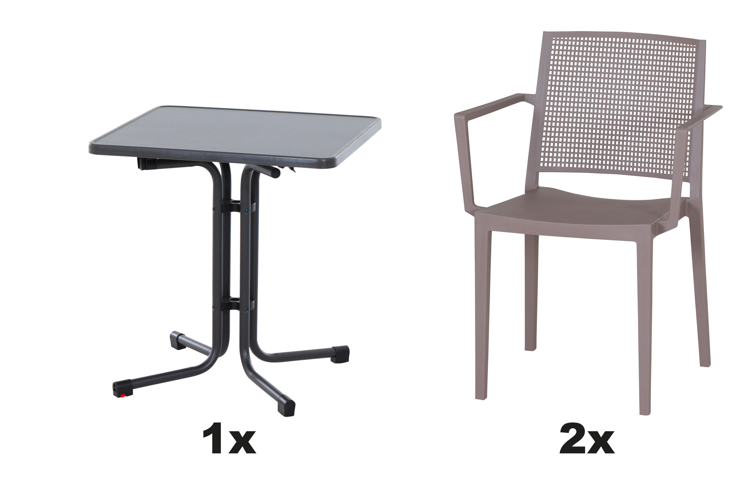 GARTENGARNITUR 3-teilig  - Taupe/Anthrazit, Basics, Holzwerkstoff/Kunststoff (70/80/70cm) - Siena Garden