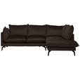 ECKSOFA  in Samt Dunkelbraun  241/200 cm  - Dunkelbraun/Schwarz, Design, Textil/Metall (241/200cm) - Carryhome