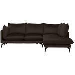 ECKSOFA in Samt Dunkelbraun  241/200 cm  - Dunkelbraun/Schwarz, Design, Textil/Metall (241/200cm) - Carryhome
