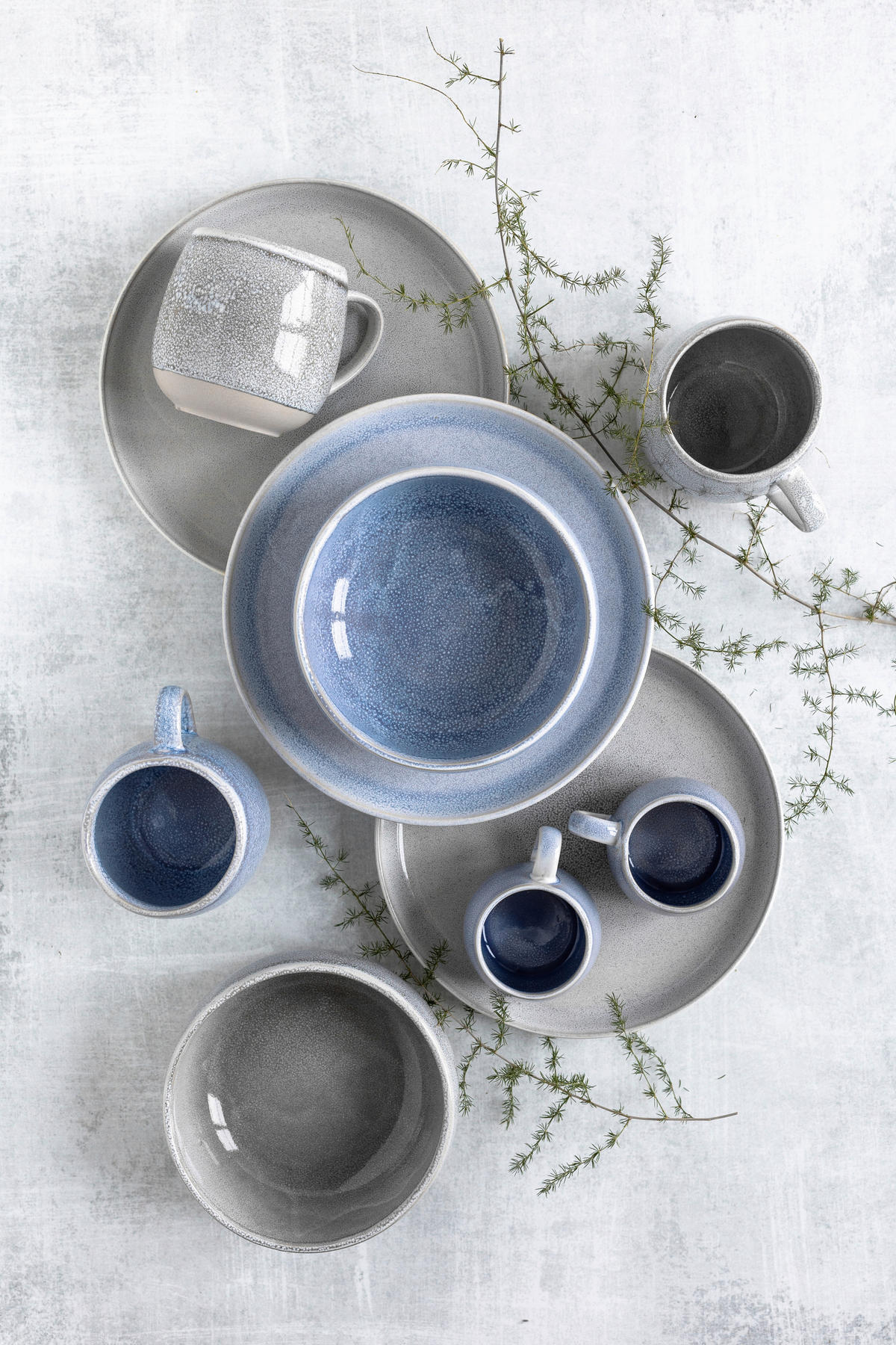 FRÜHSTÜCKSSERVICE Blau, Braun AQUATA 16-teilig 4 Personen  - Blau/Braun, Basics, Keramik - Mäser