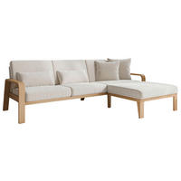 ECKSOFA Creme Struktur  - Creme/Naturfarben, KONVENTIONELL, Holz/Textil (264/178cm) - Cantus