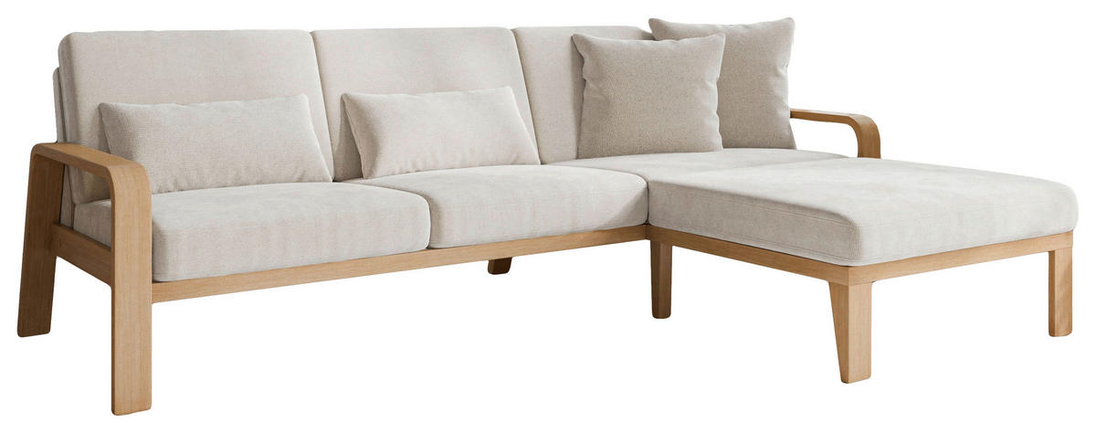 ECKSOFA Creme Struktur  - Creme/Naturfarben, KONVENTIONELL, Holz/Textil (264/178cm) - Cantus
