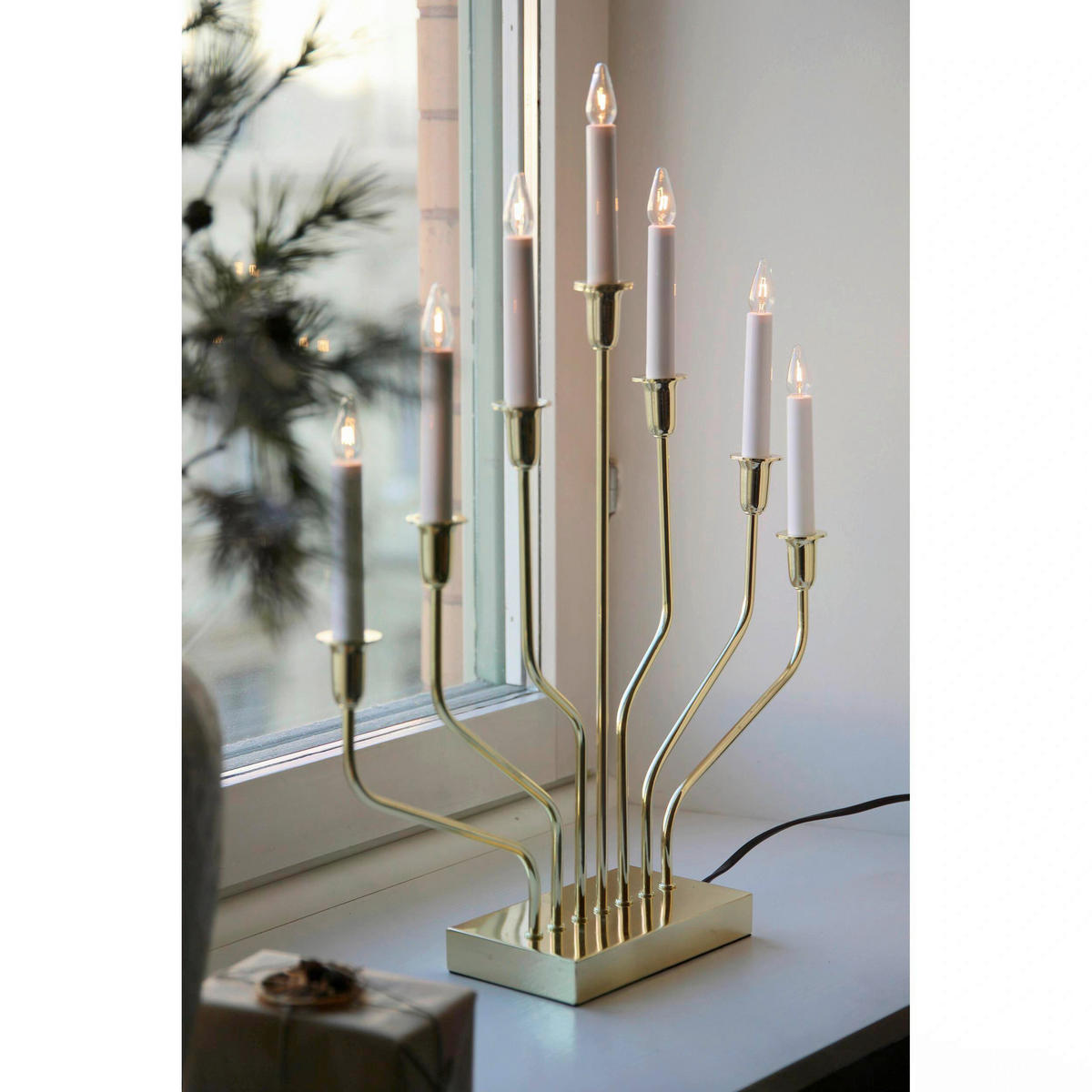 WEIHNACHTSPYRAMIDE BROSA  - Messingfarben/Weiß, Trend, Kunststoff/Metall (51/55/10cm) - Markslöjd