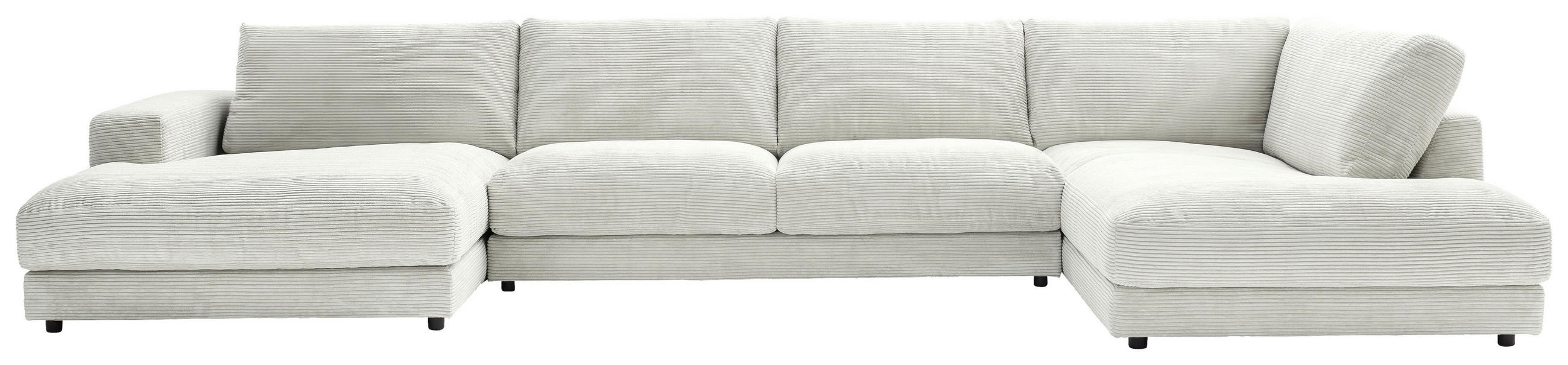 WOHNLANDSCHAFT Hellgrau Cord  - Hellgrau/Schwarz, Design, Kunststoff/Textil (190/425/224cm) - Hom`in