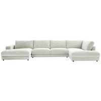 WOHNLANDSCHAFT in Cord Hellgrau  - Hellgrau/Schwarz, Design, Kunststoff/Textil (190/425/224cm) - Hom`in