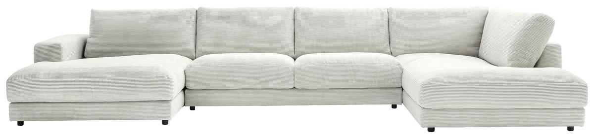 WOHNLANDSCHAFT in Cord Hellgrau  - Hellgrau/Schwarz, Design, Kunststoff/Textil (190/425/224cm) - Hom`in