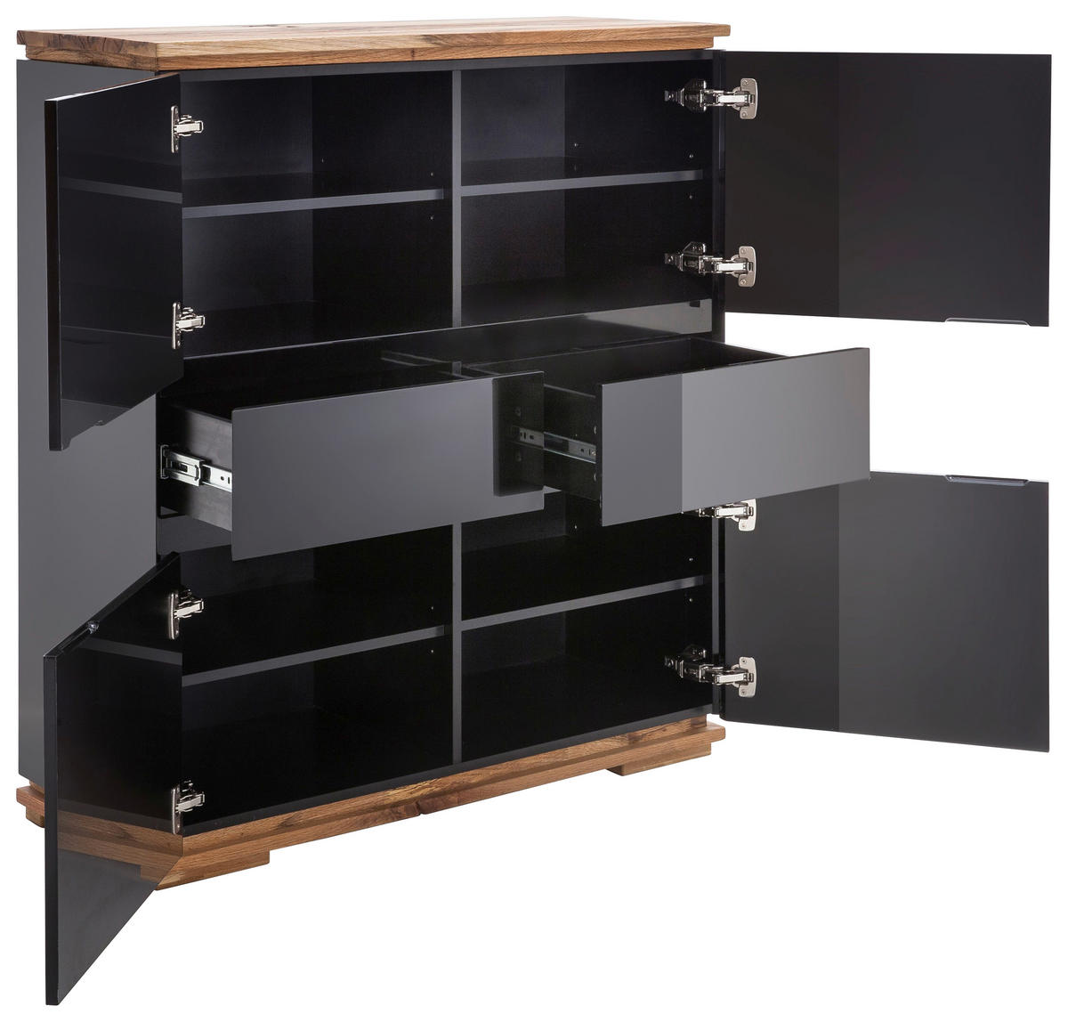 HIGHBOARD Chiaro  in 102/115/40 cm  - Eichefarben/Schwarz, Design, Holz/Holzwerkstoff (102/115/40cm)