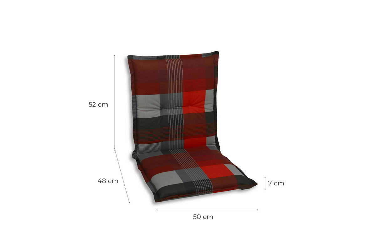 SESSELAUFLAGENSET Karo  - Dunkelgrau/Rot, Basics, Textil (50/7/100cm)