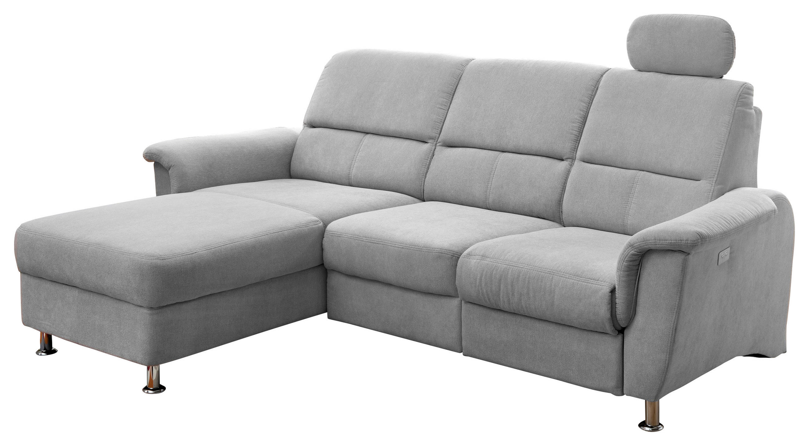 ECKSOFA Silberfarben Mikrofaser - Chromfarben/Silberfarben, MODERN, Textil/Metall (165/231cm) - Livetastic
