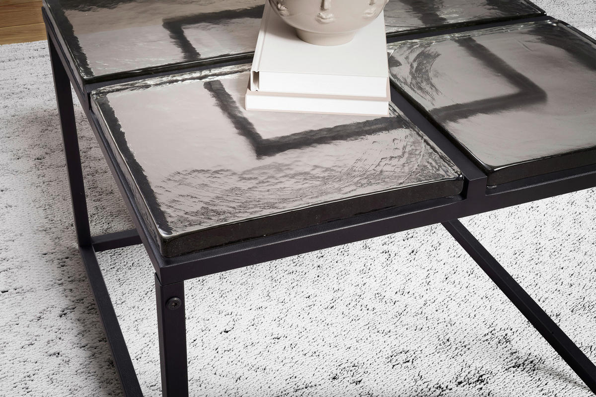 COUCHTISCH in Glas 58/58/43,5 cm  - Schwarz, Design, Glas/Metall (58/58/43,5cm) - MID.YOU