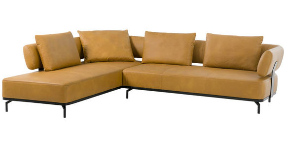 ECKSOFA Dunkelgelb Echtleder  - Dunkelgelb/Schwarz, Design, Leder/Metall (237/302cm) - Dieter Knoll