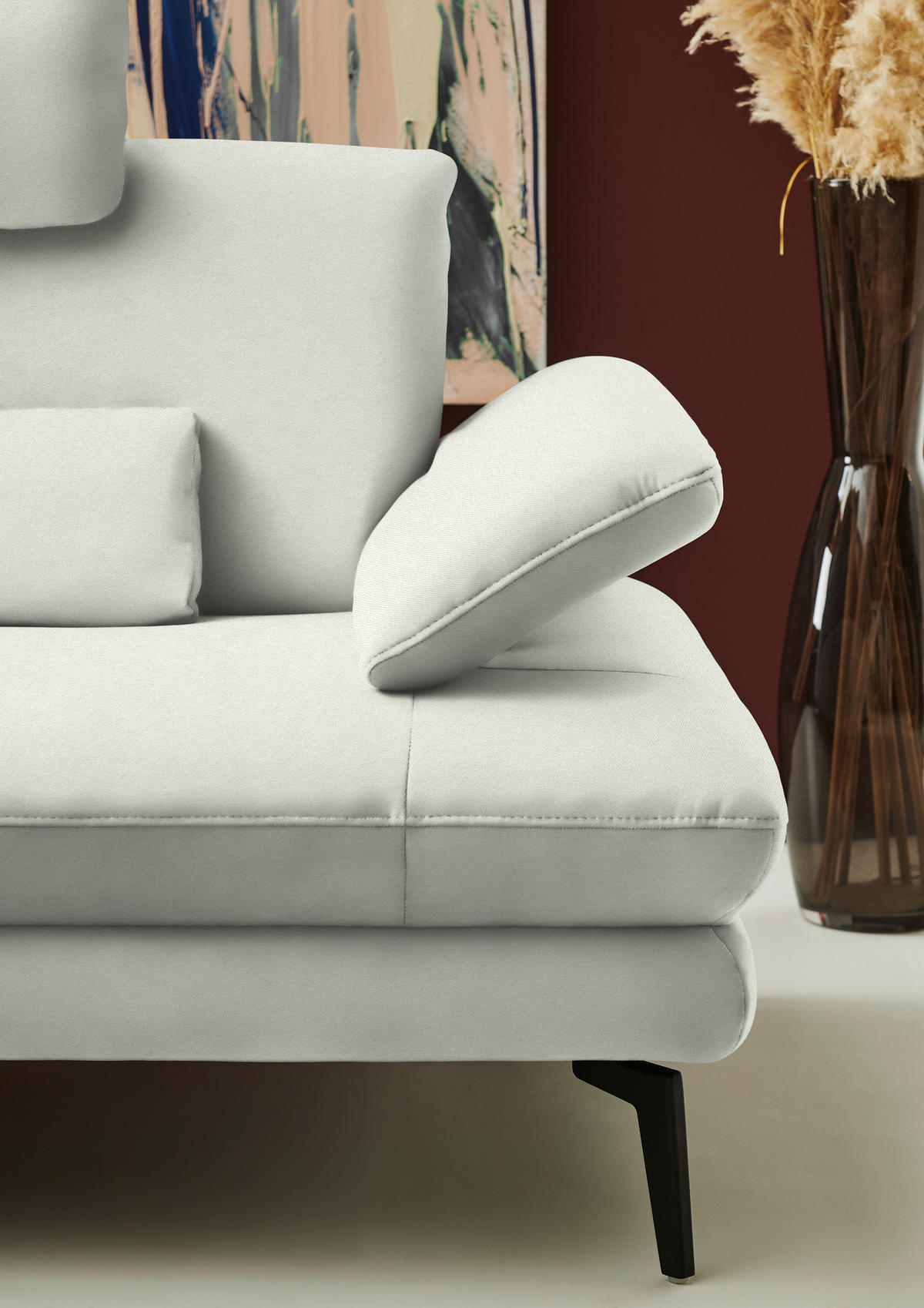 ECKSOFA Chenille, Flachgewebe Weiss  - Weiss/Schwarz, Design, Textil/Metall (180/284cm) - Dieter Knoll