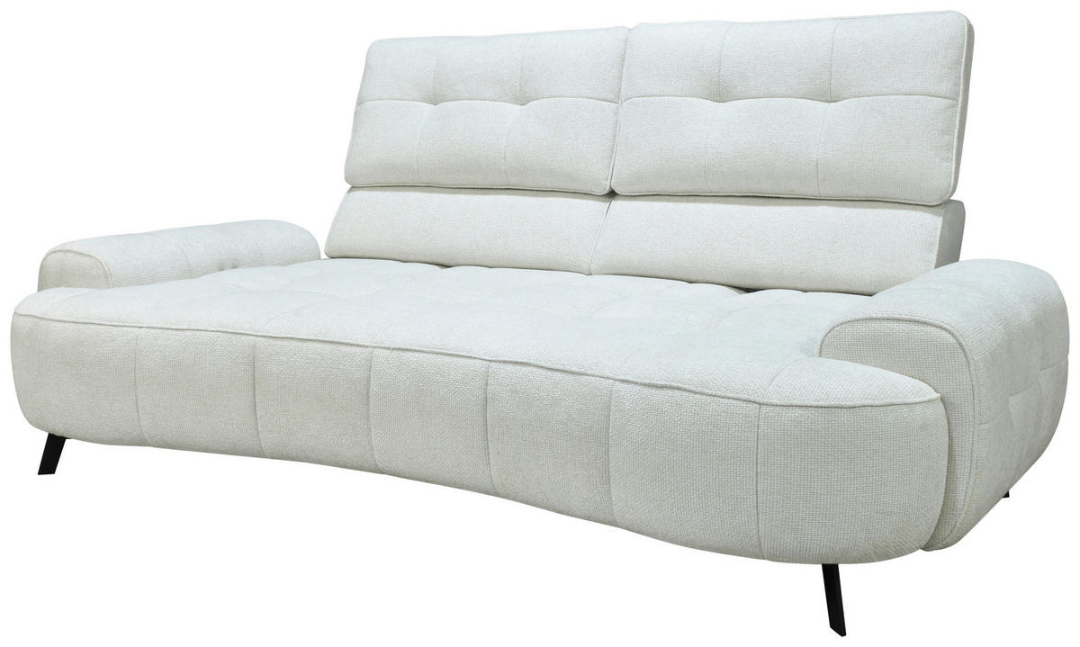 2-SITZER-SOFA Chenille Creme  - Creme/Schwarz, Design, Kunststoff/Textil (230/84/104/111/122cm) - Livetastic