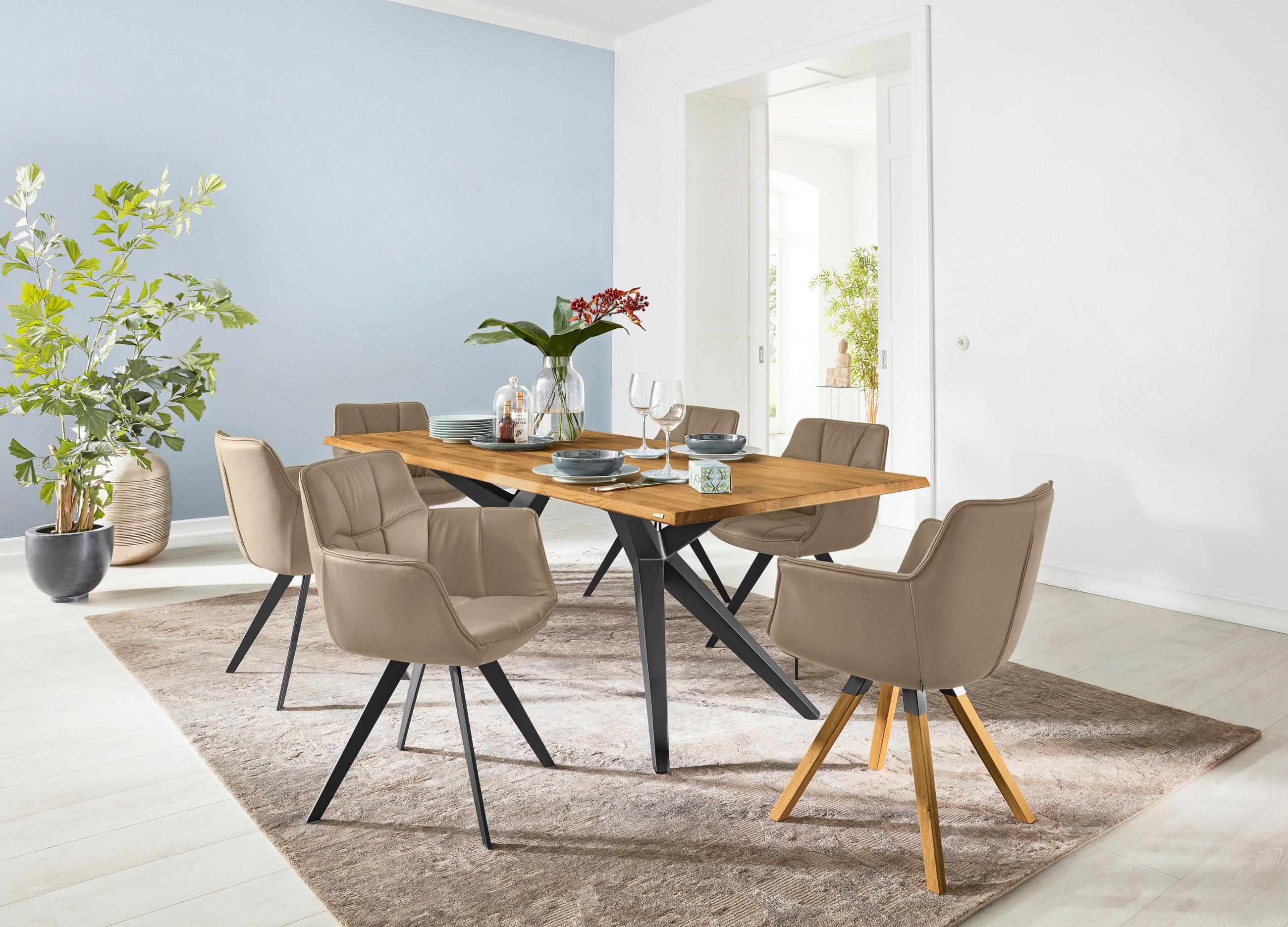 Thumbnail - Musterring Armlehnstuhl, Schwarz, Sand, Leder, Echtleder, Rindleder, eckig, Stativgestell, 67x85x60 cm, Beinauswahl, Led...