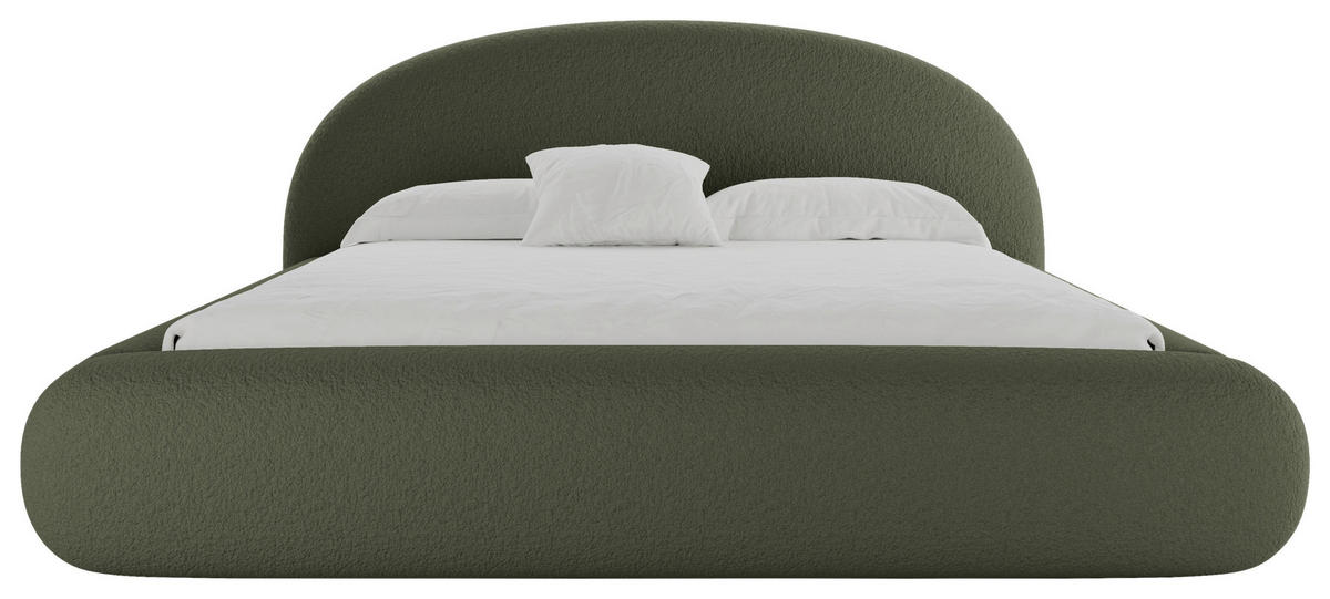 POLSTERBETT 160/200 cm,  in Grün, gepolstertes Kopfteil, Lattenrost, Bettkasten,  - Schwarz/Grün, Design, Holz/Textil (160/200cm) - Chameo