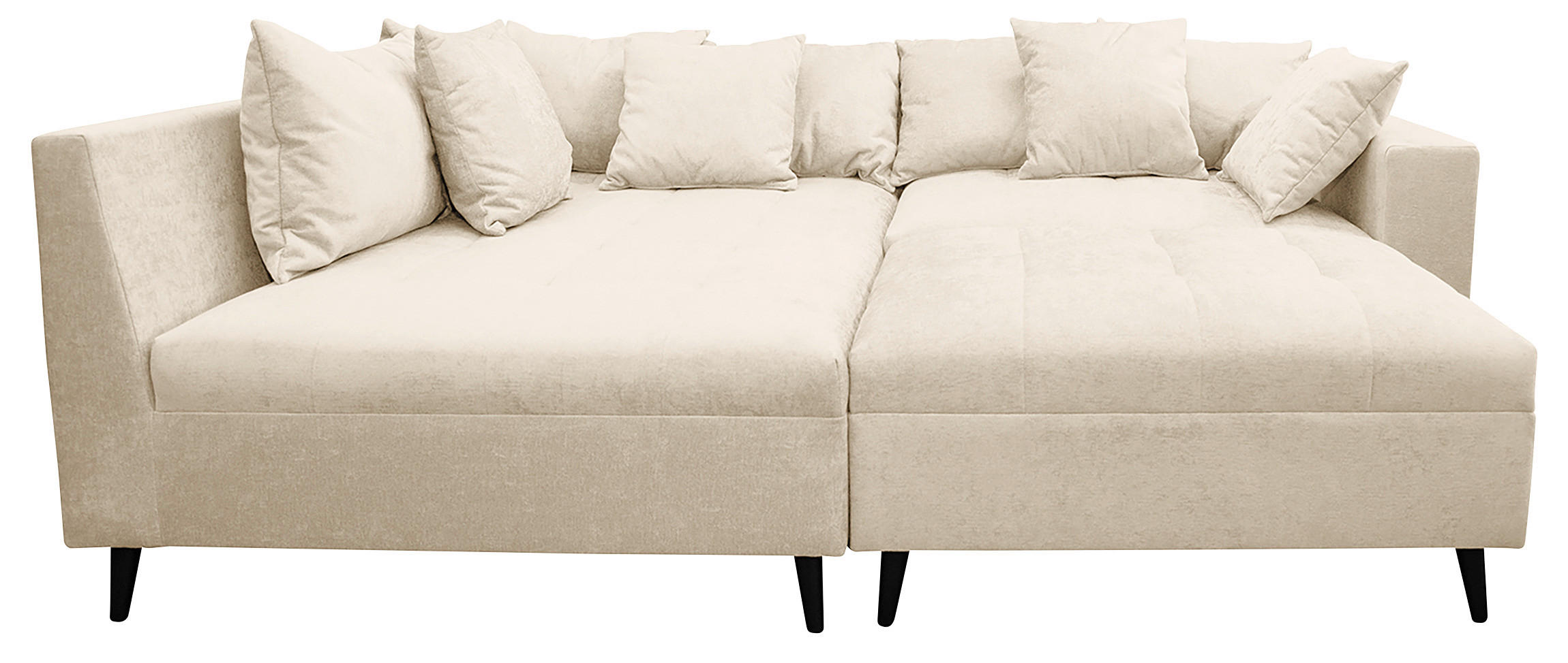 Ecksofa inkl. Hocker in Flachgewebe Beige  174/247 cm  - Beige/Schwarz, Design, Holz/Textil (174/247cm) - MID.YOU