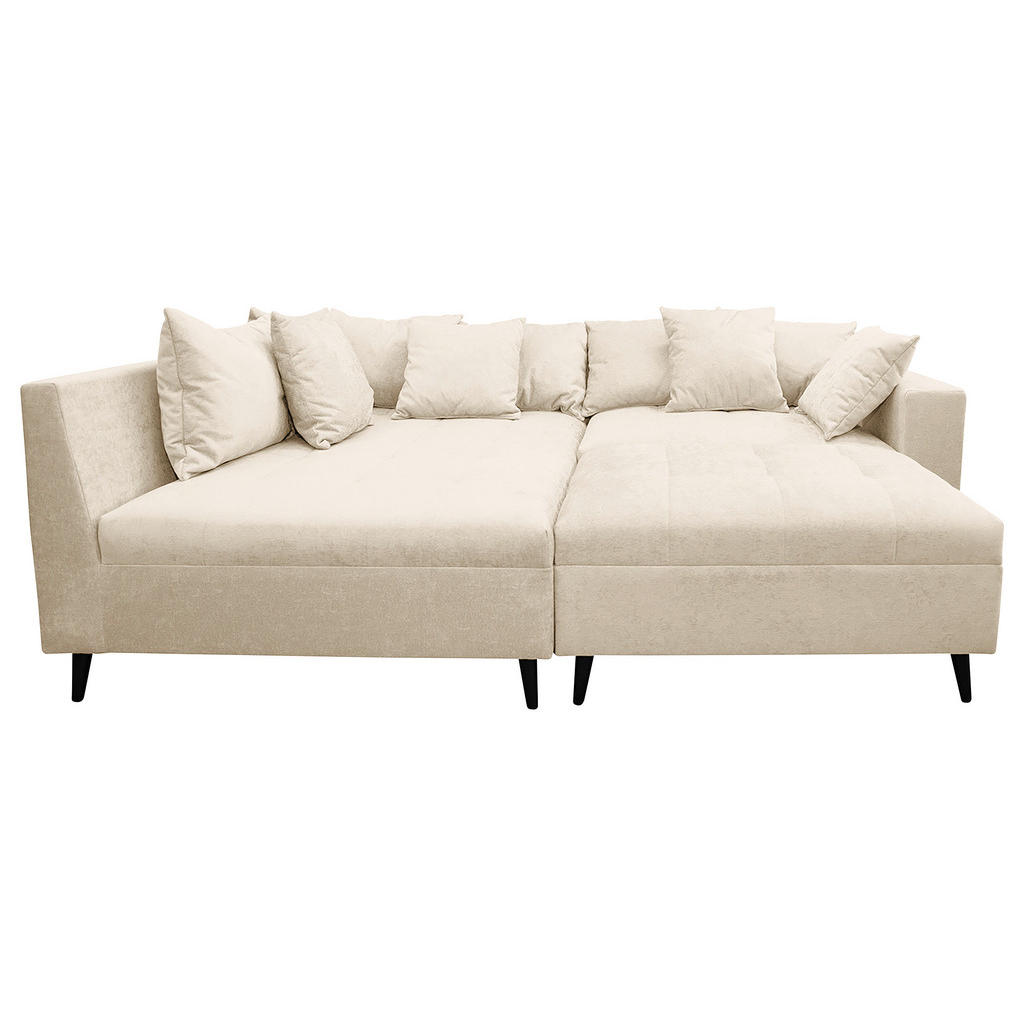 Thumbnail - Mid.you Ecksofa, Beige, Textil, Birke, 3-Sitzer, Füllung: Schaumstoffflocken,Schaumstoffflocken, Ottomane links, L-Form,...