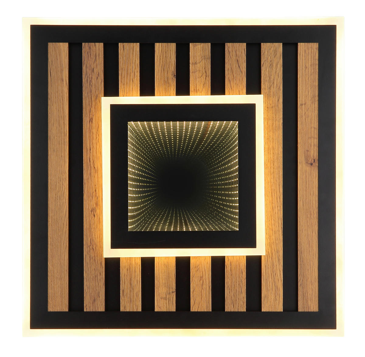 STROPNÍ LED SVÍTIDLO, 40/40/6 cm - bílá/tmavě hnědá, Natur, kov/kompozitní dřevo (40/40/6cm) - Globo