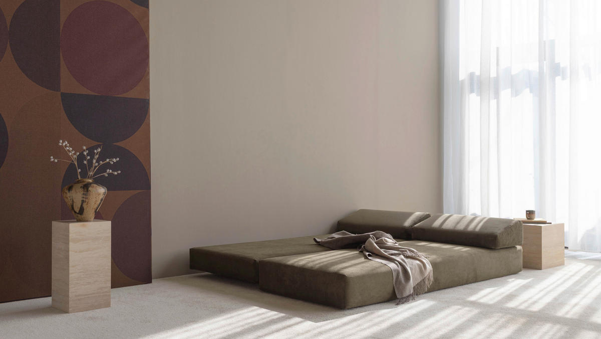SCHLAFSOFA Flachgewebe Grün  - Eichefarben/Grün, Design, Holz/Textil (200/82/80cm) - Niels Andersson