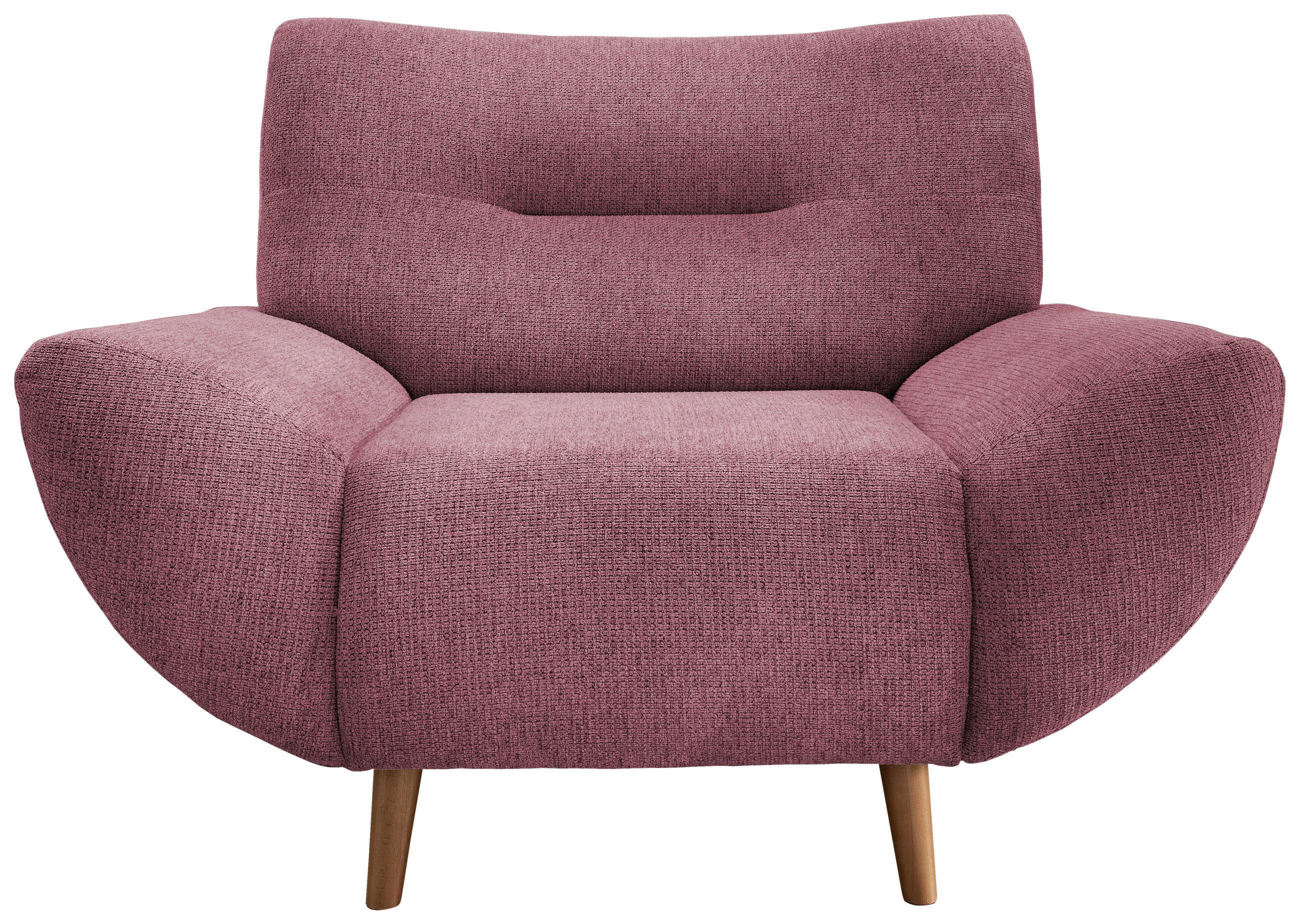 SESSEL Chenille Brombeere  - Wildeiche/Brombeere, Modern, Holz/Textil (111/81/90cm) - P & B