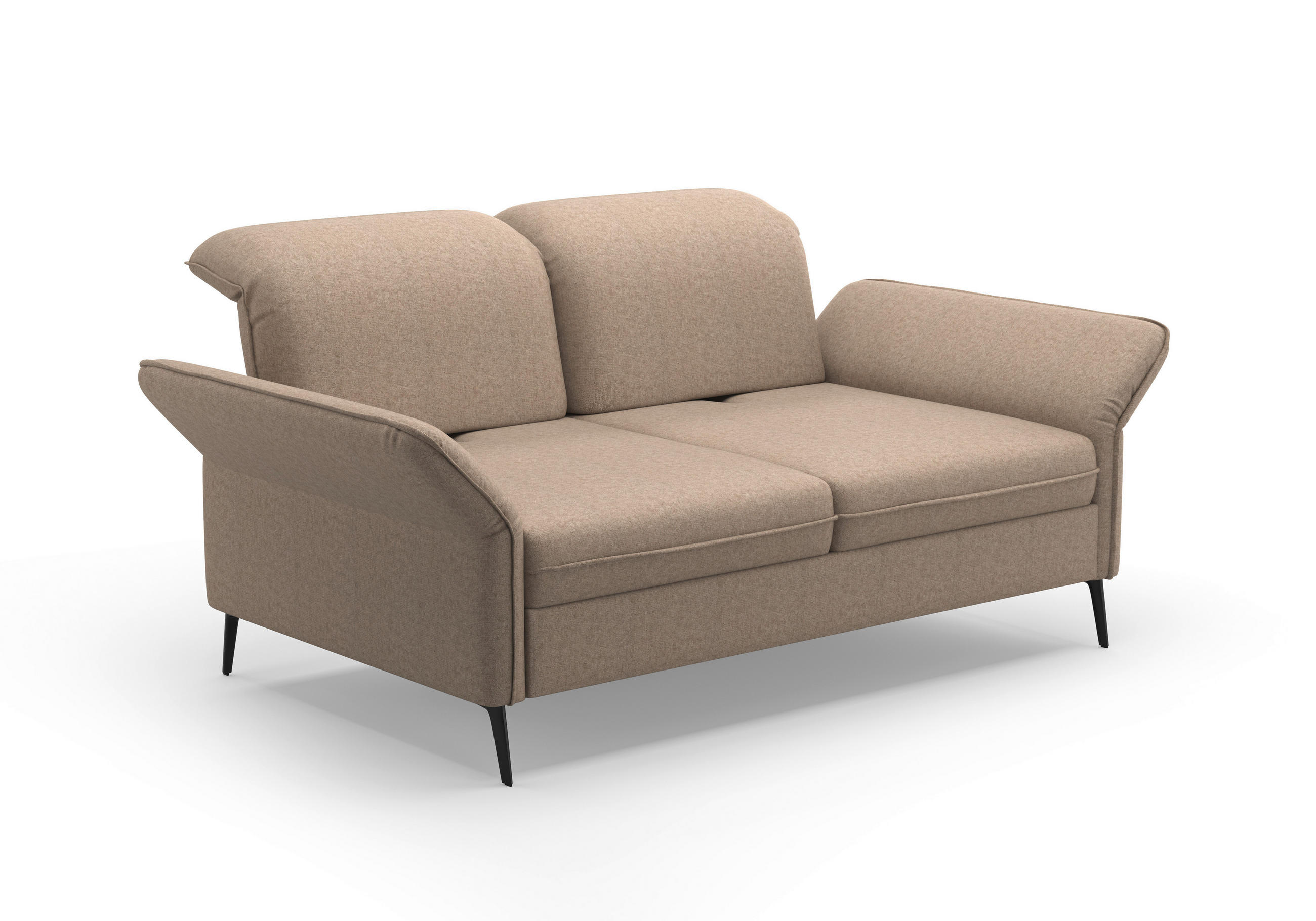 3-SITZER-SOFA in Flachgewebe Taupe  - Taupe/Schwarz, KONVENTIONELL, Textil/Metall (199/92/123cm) - Sit & More