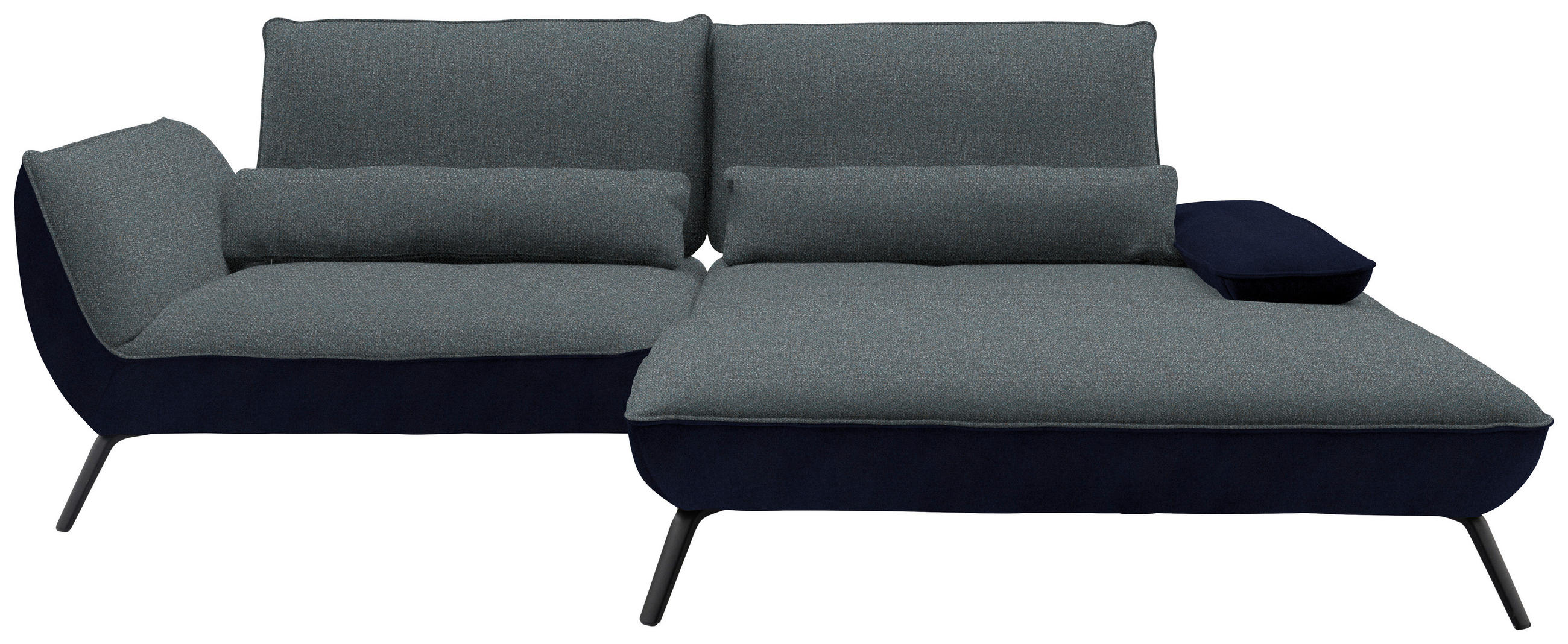 ECKSOFA in Flachgewebe Blaugrau  - Blaugrau/Schwarz, Design, Textil/Metall (273/191cm) - Moderano