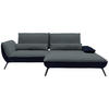 ECKSOFA in Flachgewebe Blaugrau  - Blaugrau/Schwarz, Design, Textil/Metall (273/191cm) - Moderano
