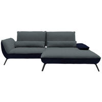 ECKSOFA in Flachgewebe Blaugrau  - Blaugrau/Schwarz, Design, Textil/Metall (273/191cm) - Moderano