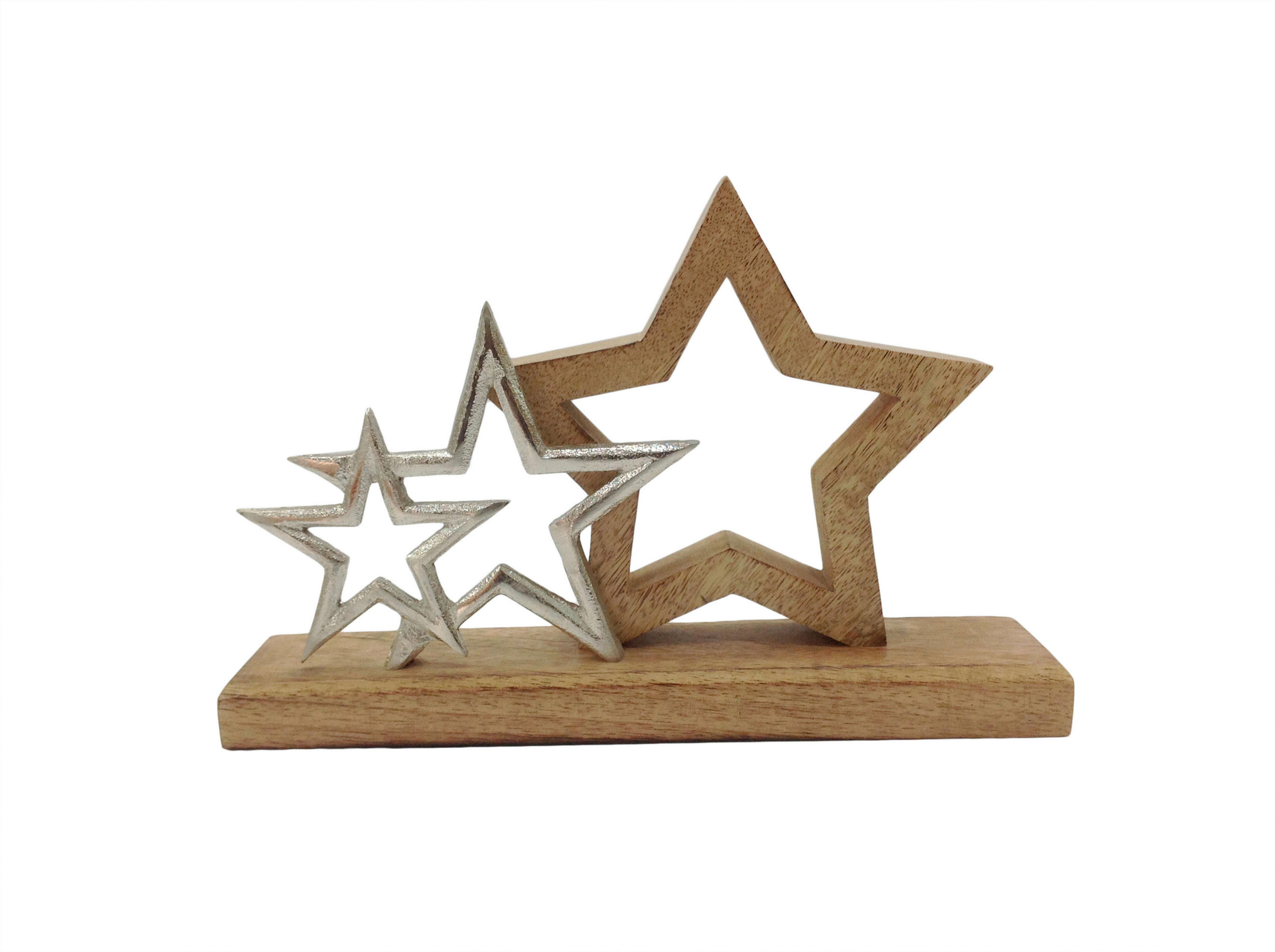 STEA DECORATIVĂ - argintiu/culoare natur, Lifestyle, lemn/metal (26/17/5cm) - X-Mas