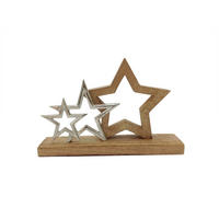 STEA DECORATIVĂ - argintiu/culoare natur, Lifestyle, lemn/metal (26/17/5cm) - X-Mas
