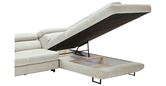 ECKSOFA in Webstoff Creme  - Creme/Schwarz, Design, Textil/Metall (280/235cm) - Hom`in